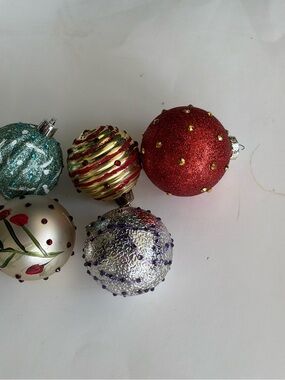 Hand Crafted Red, Silver, Green, Gold Holiday Bauble Collection